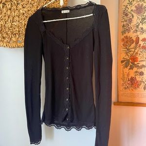 Free People Intimately Sheer/Lace Button Up